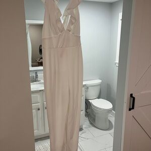 White Ruffled Jumpsuit from Lulus